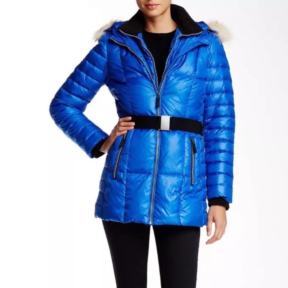 MARC NEW YORK Allison Genuine Coyote Fur Trimmed Quilted Jacket
